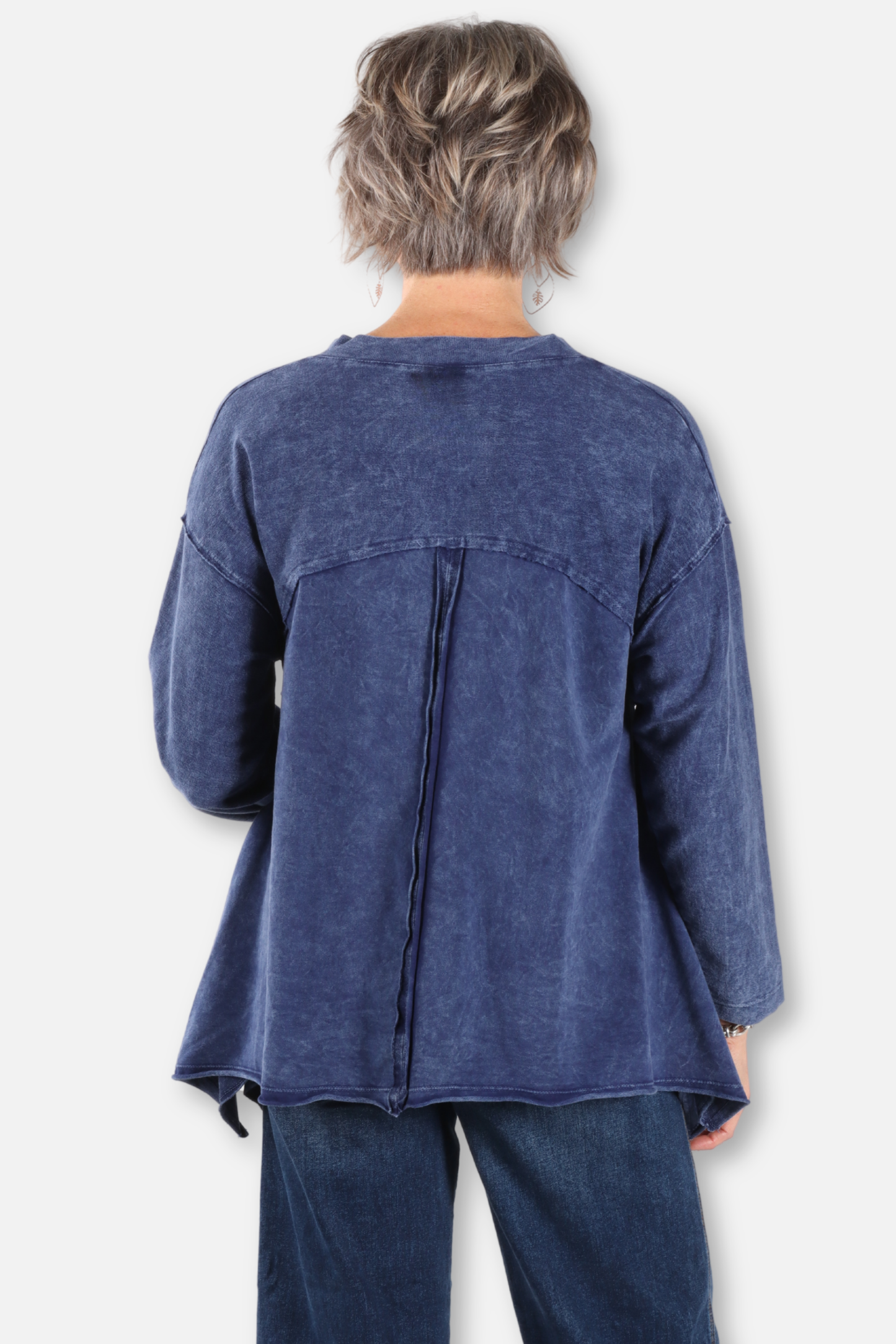 Notched Neck Tunic - Mineral Washed Indigo