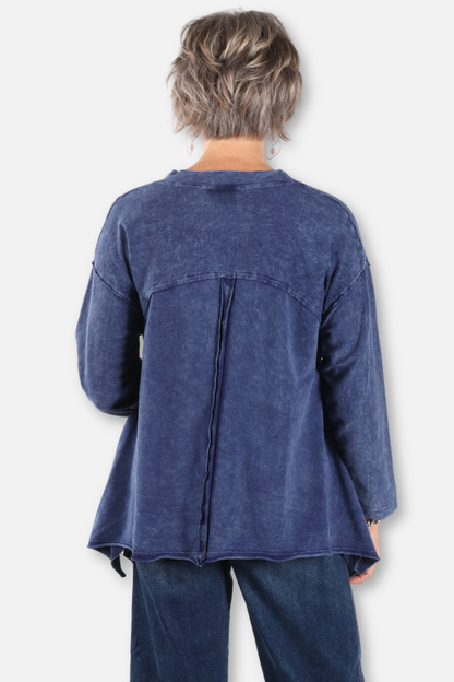 Notched Neck Tunic - Mineral Washed Indigo