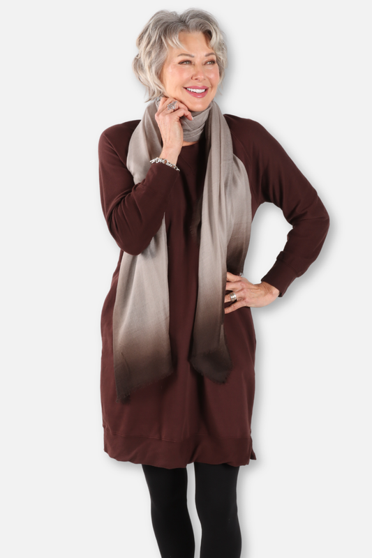 Long Raglan Pocket Tunic - Chestnut