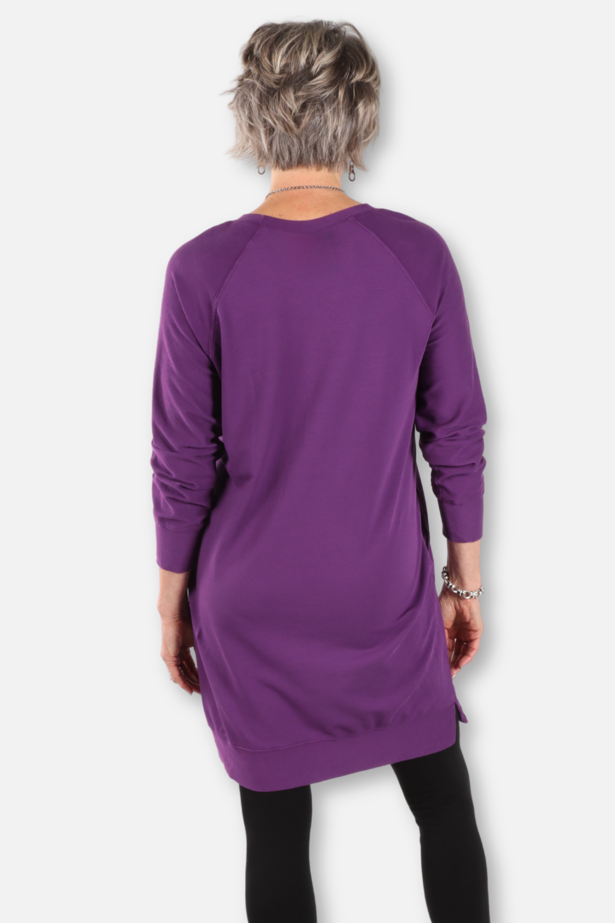 Long Raglan Pocket Tunic Plus - Grape