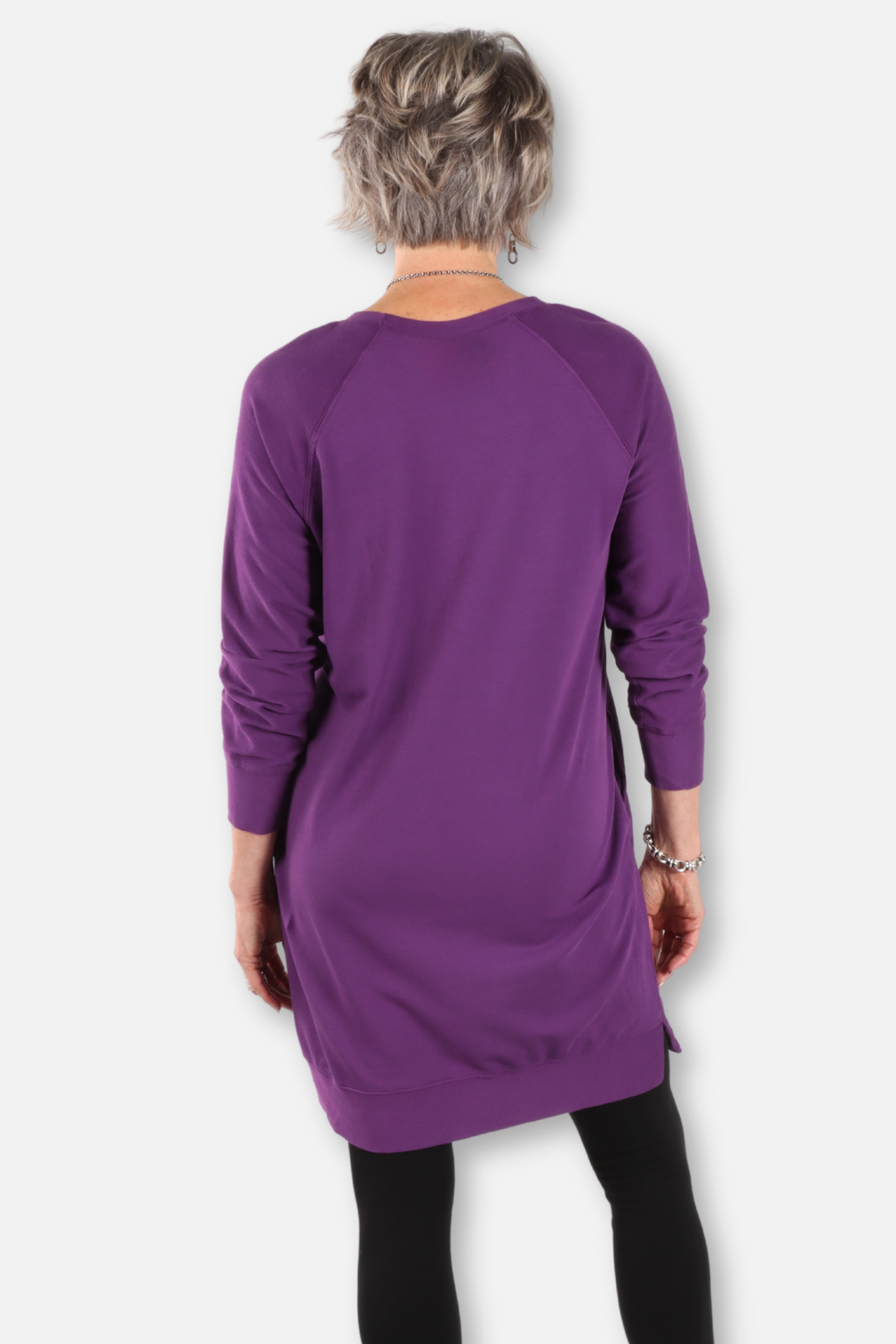 Long Raglan Pocket Tunic Plus - Grape