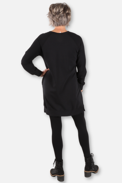 Long Raglan Pocket Tunic Plus - Black 