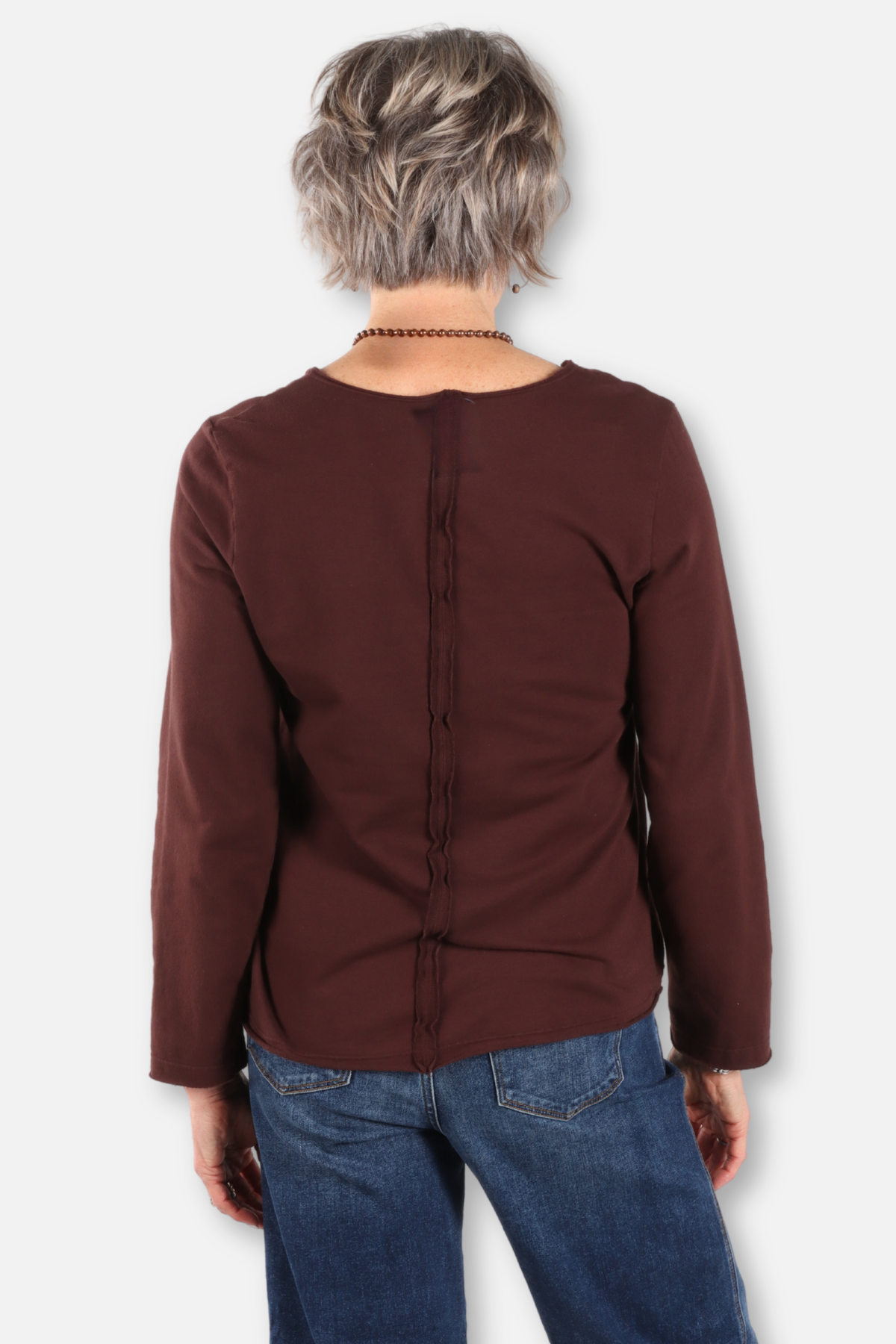 Folded Down Collar Cardigan Plus - Chestnut