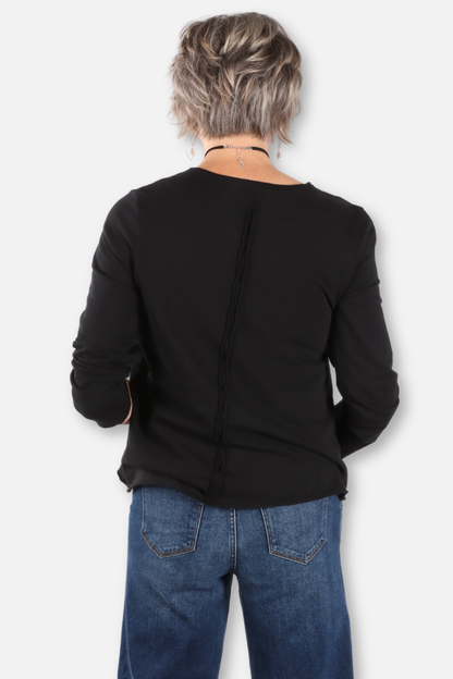 Folded Down Collar Cardigan - Black