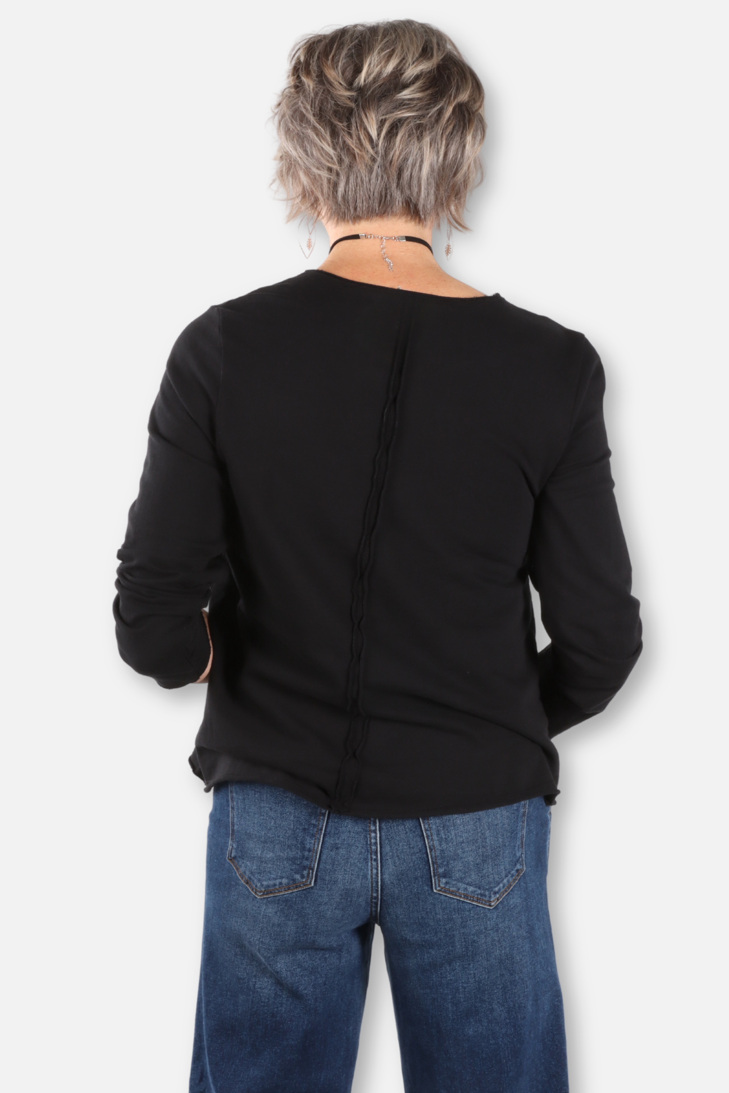 Folded Down Collar Cardigan Plus - Black