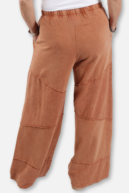 Wide Leg Cut Block Pant Plus - Camel