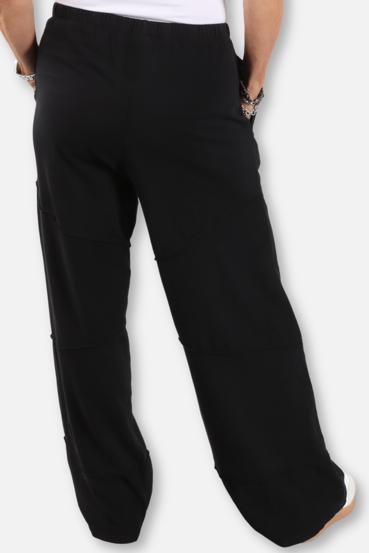 Wide Leg Cut Block Pant - Black