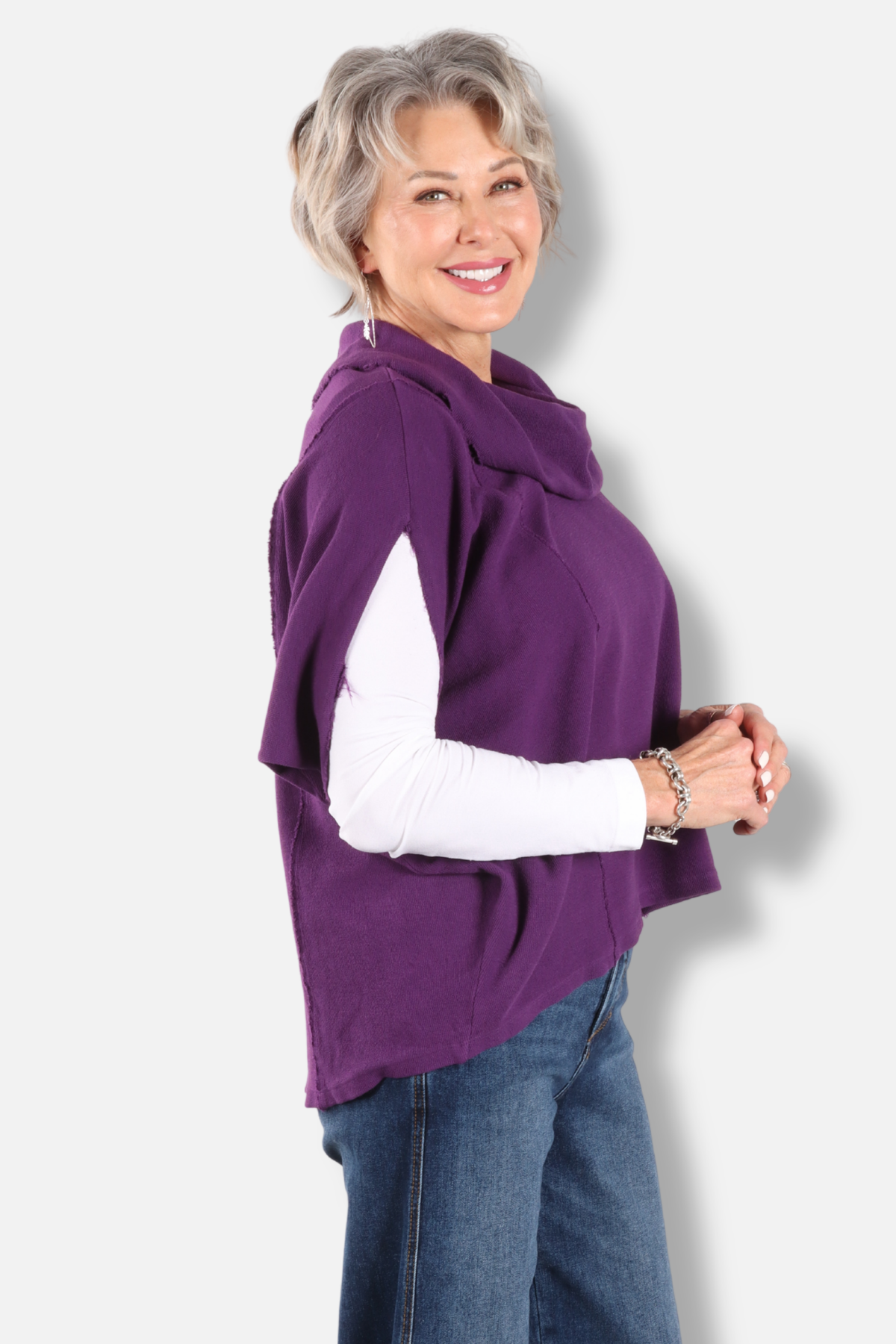 Cowl Poncho - Grape 