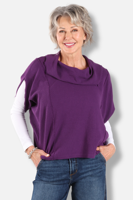 Cowl Poncho - Grape 