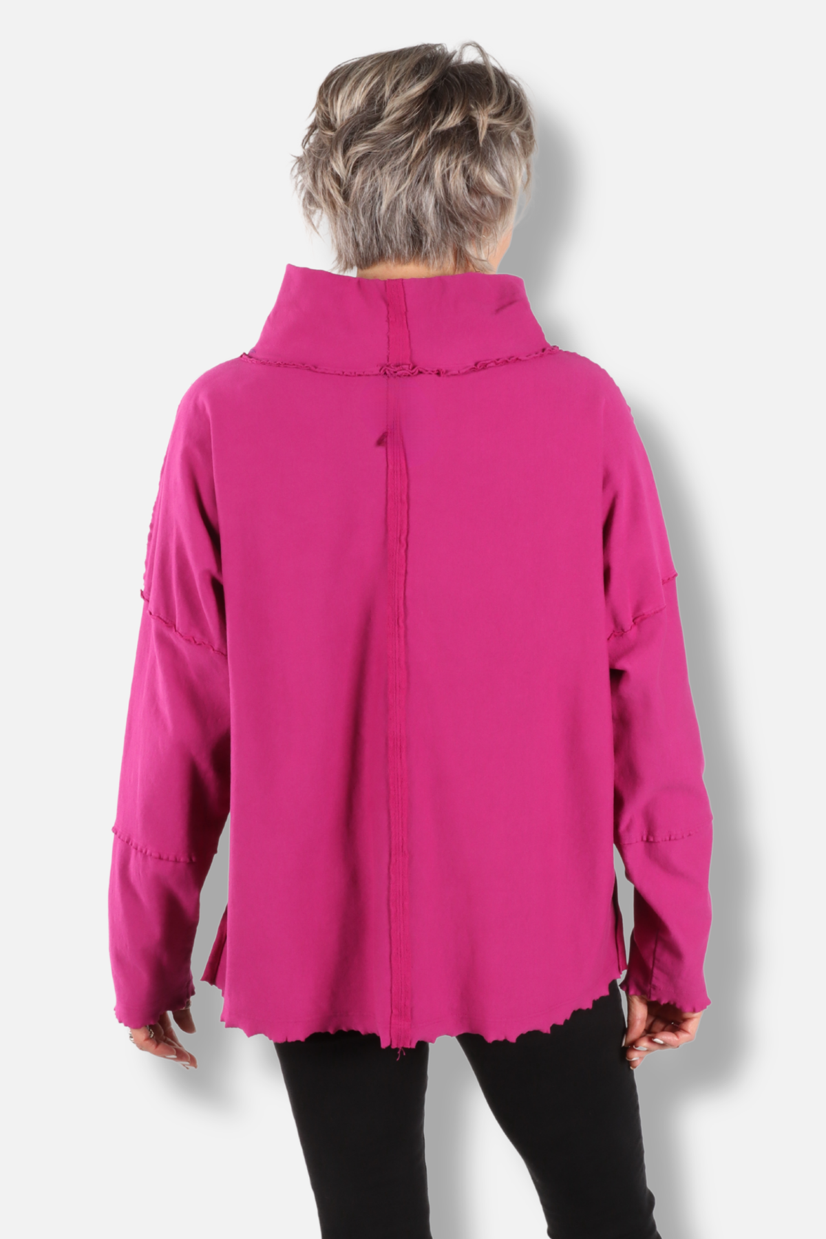 Funnel Neck Boxy Sweatshirt - Jazzberry