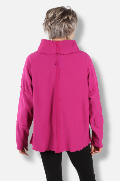 Funnel Neck Boxy Sweatshirt - Jazzberry