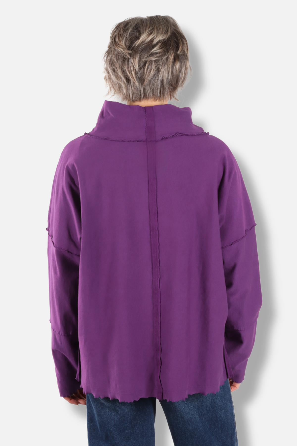 Funnel Neck Boxy Sweatshirt - Grape