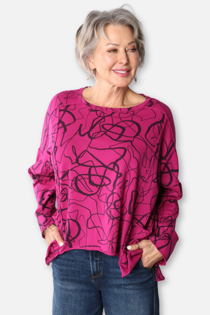 Hi Lo Pocket Boxy Top - Jazzberry