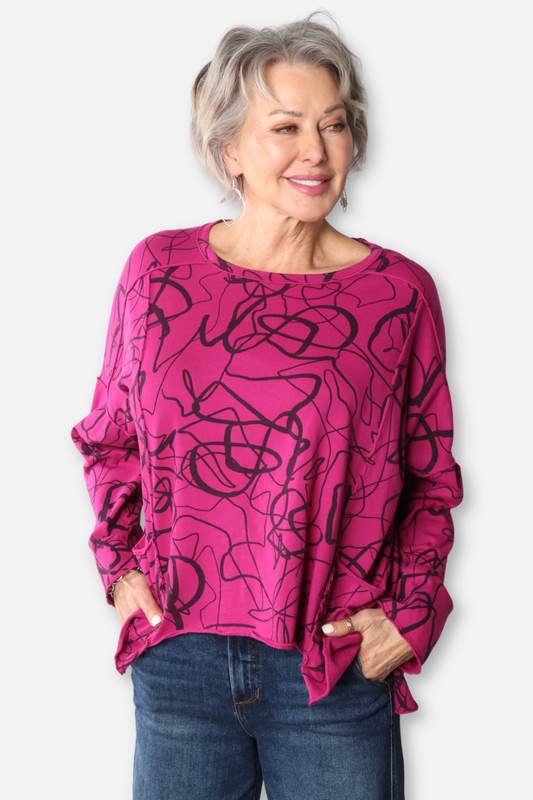 Hi Lo Pocket Boxy Top - Jazzberry