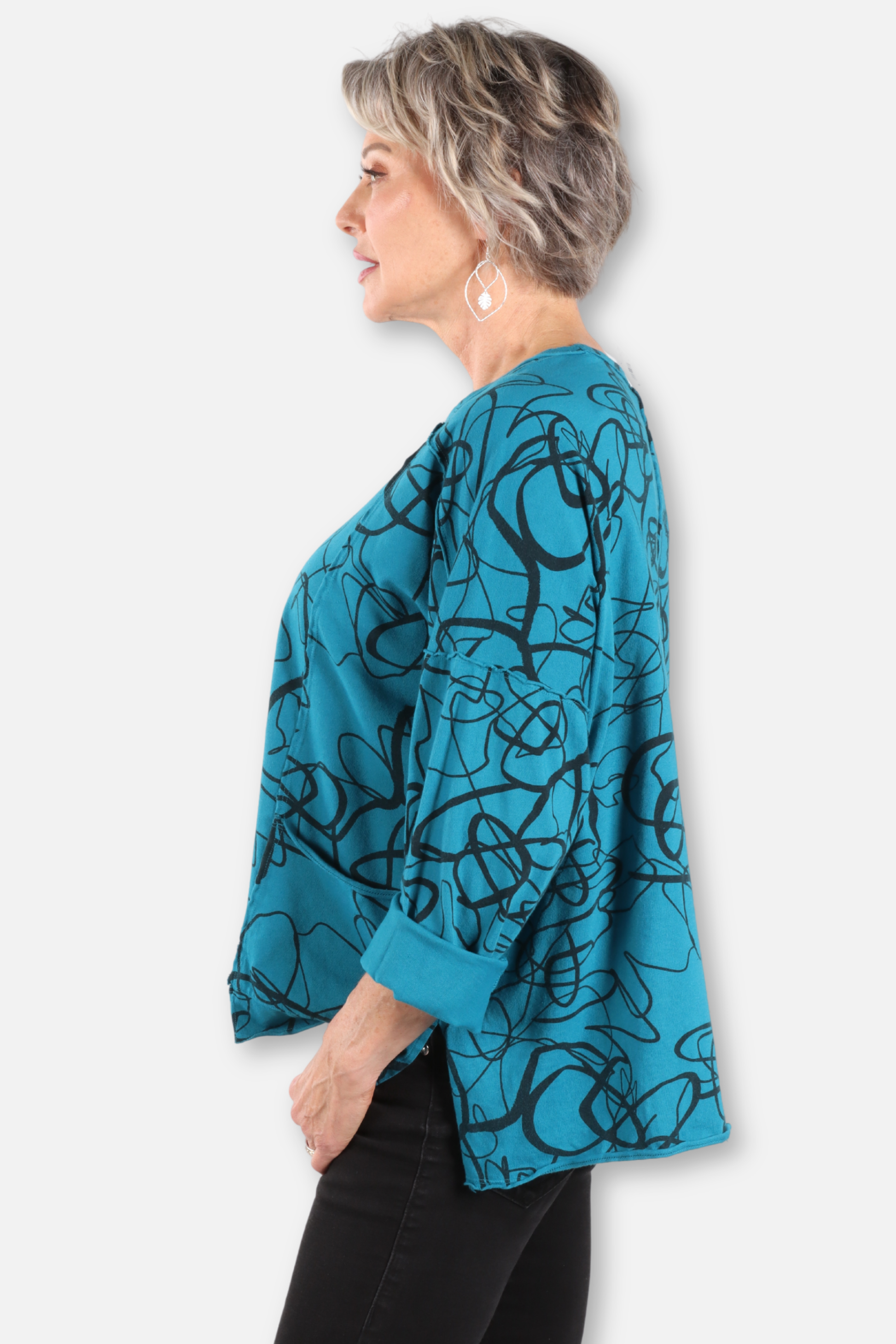 Hi Lo Pocket Boxy Top - Teal
