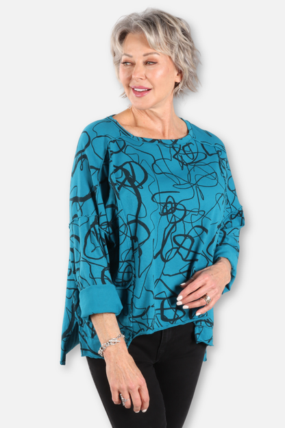 Hi Lo Pocket Boxy Top - Teal