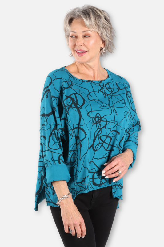Hi Lo Pocket Boxy Top - Teal