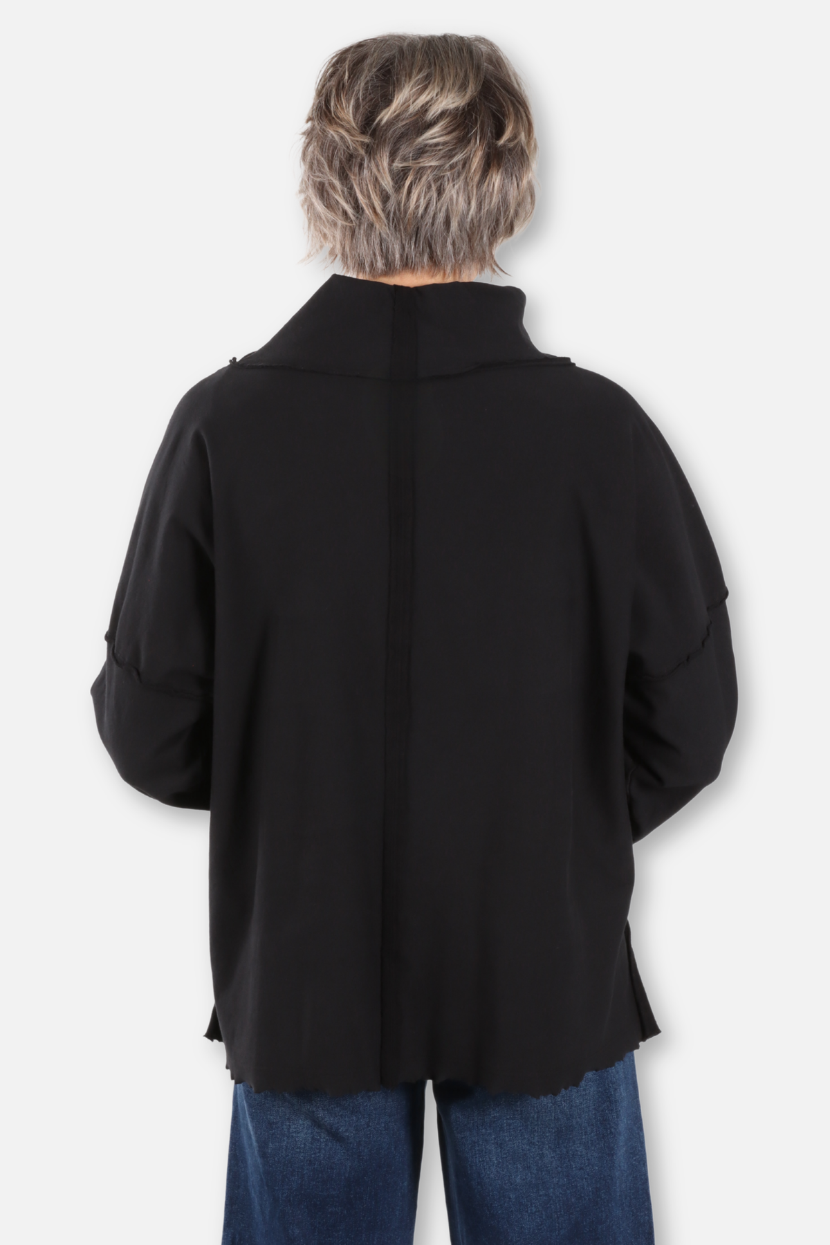 Funnel Neck Boxy Sweatshirt - Black 