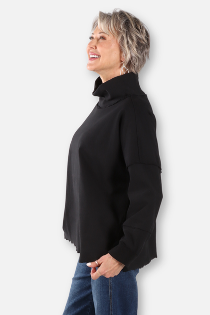 Funnel Neck Boxy Sweatshirt - Black 