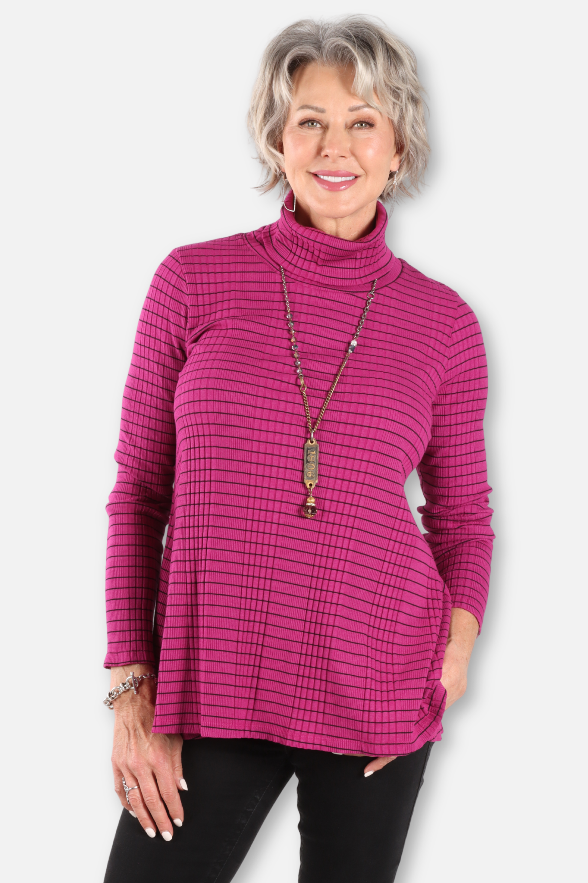 Mock Neck Top Plus - Jazzberry