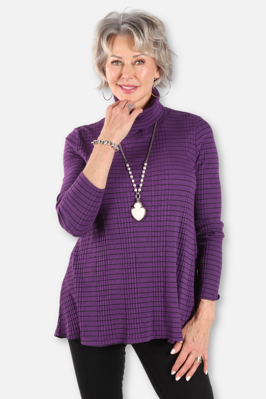 Mock Neck Top Plus - Grape