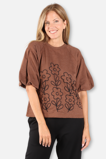Floral Pullover - Chocolate