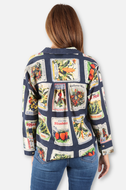 Garden Seed Packet Shirt - Navy