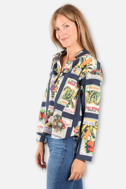 Garden Seed Packet Shirt - Navy