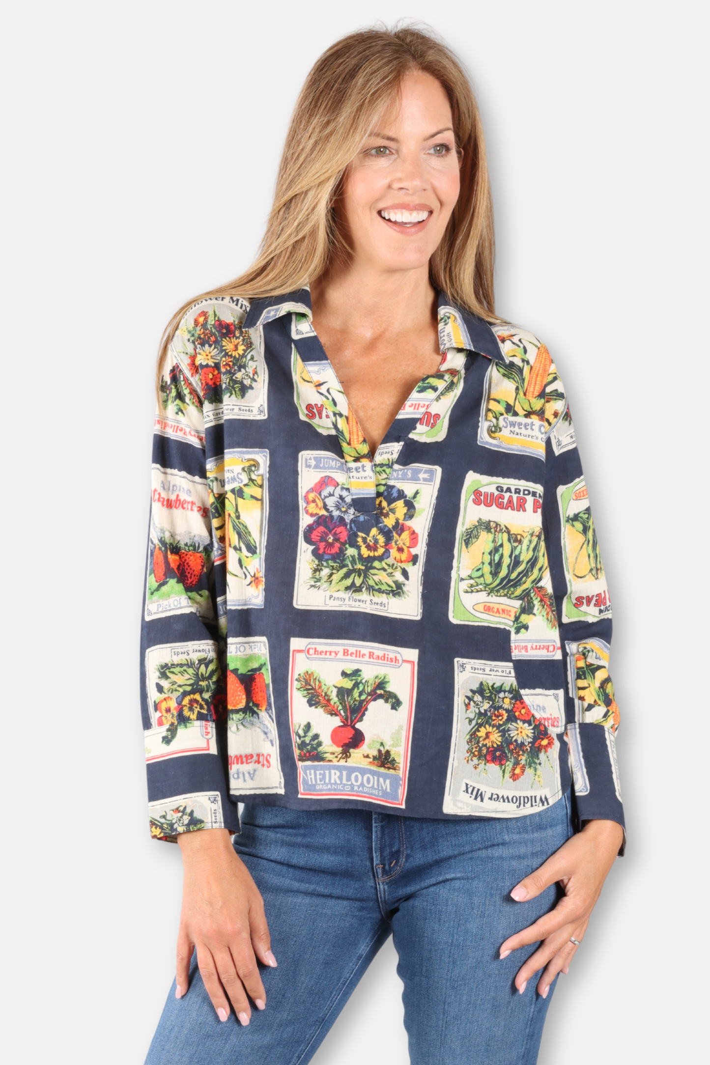 Garden Seed Packet Shirt - Navy