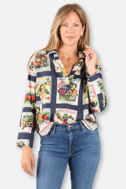 Garden Seed Packet Shirt - Navy