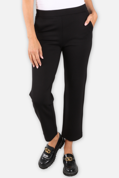 Ponte Pull On Straight Ankle Pant - Black