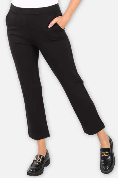 Ponte Pull On Straight Ankle Pant - Black