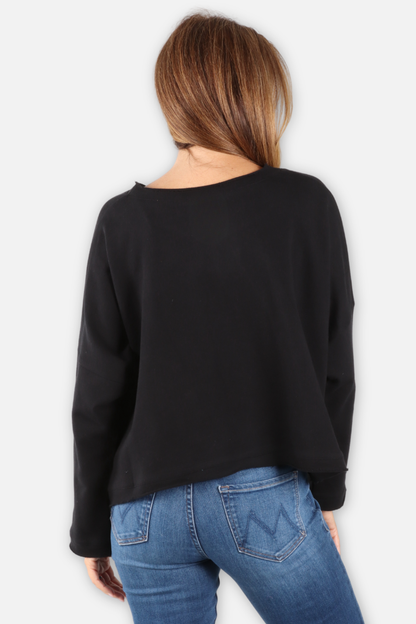 Long Sleeve Boxy Tee - Black