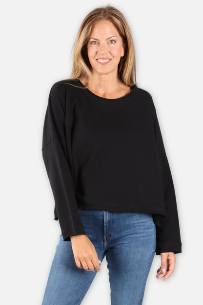 Long Sleeve Boxy Tee - Black