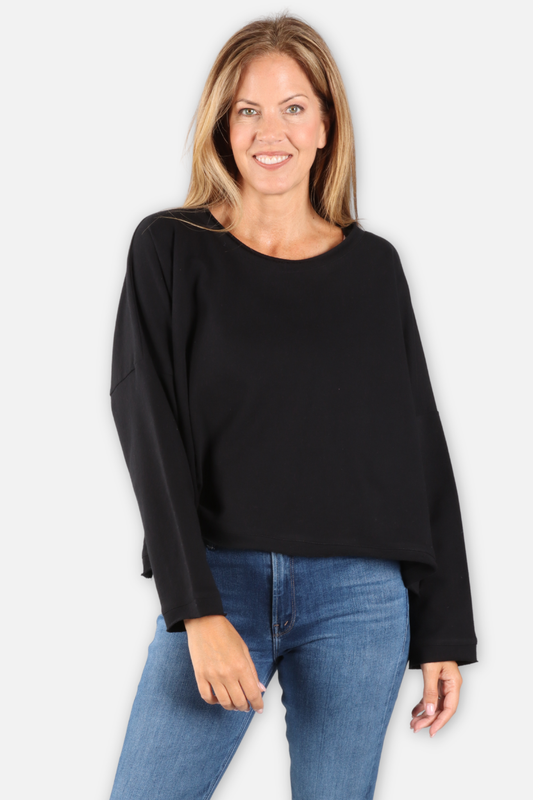 Long Sleeve Boxy Tee - Black