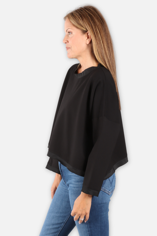 Scuba Luxury Long Sleeve Boxy Tee - Black
