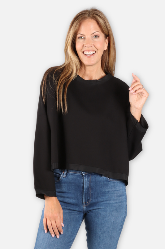 Scuba Luxury Long Sleeve Boxy Tee - Black