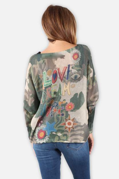 Love Hope Dream Sweater - Love Camo