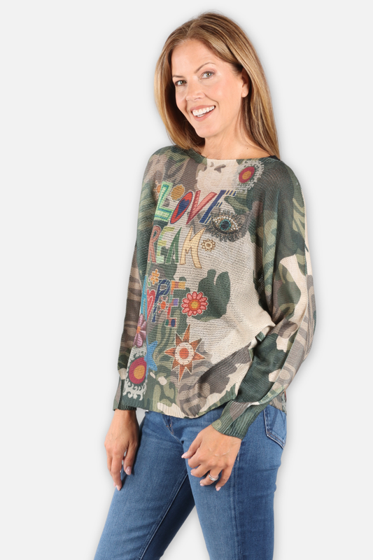 Love Hope Dream Sweater - Love Camo