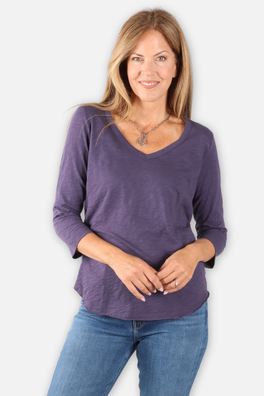 3/4 Sleeve V-Neck Tee - Velvet Dream