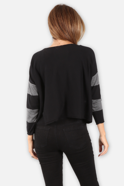 Two Tone Ovals Sweater - Black & Asphalt