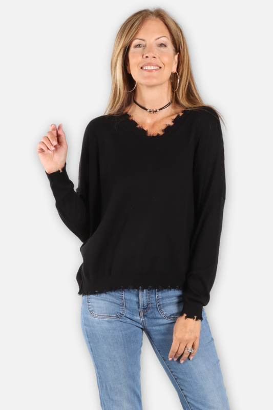 Shabby V Sweater - Black