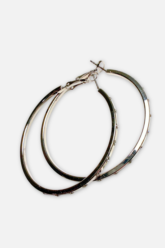 Studded Hoop Earring - Silver