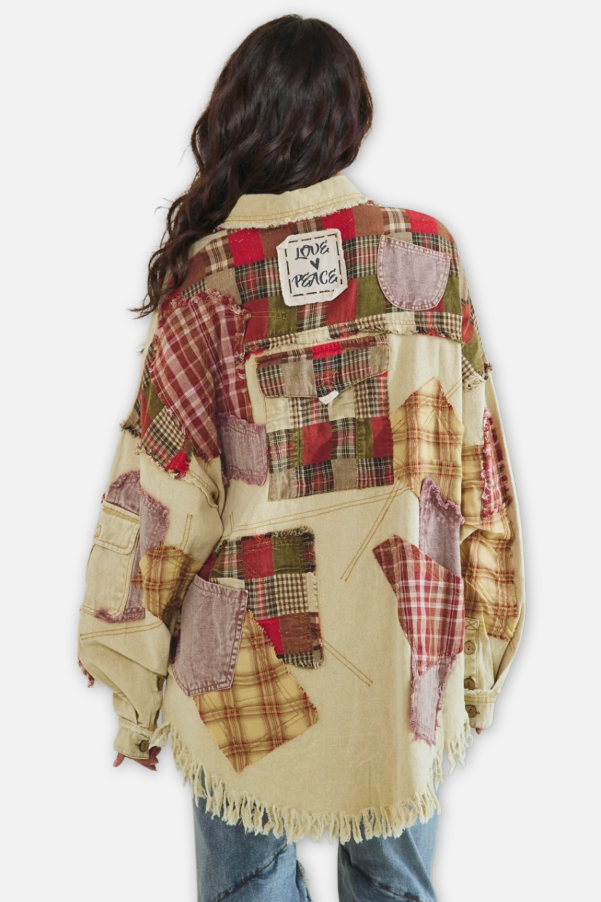 Washed Multi Pocket Button Down Shacket - Tan/Brick