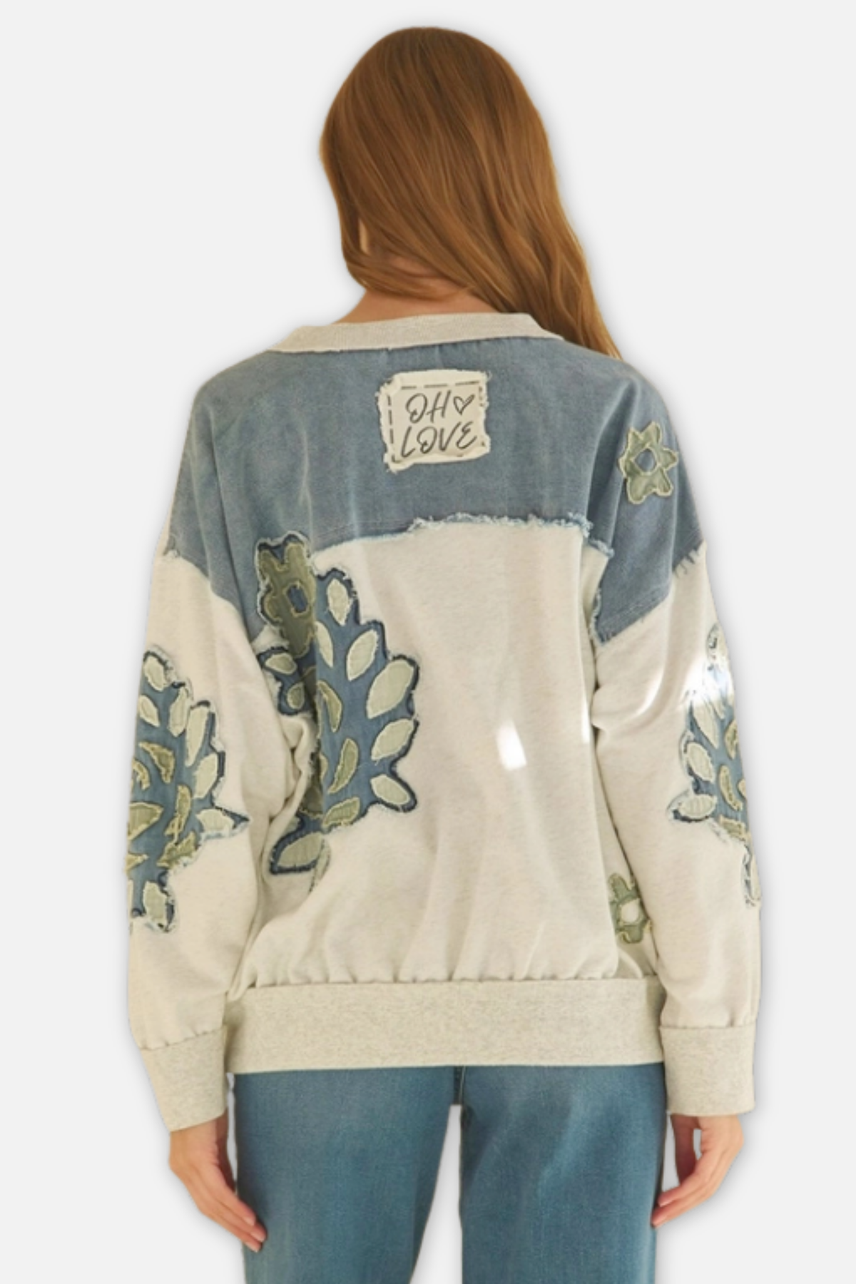 Floral Patched Crewneck Top - Malange