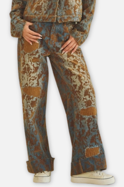 Burn Out Distressed Pant - Brown/Denim