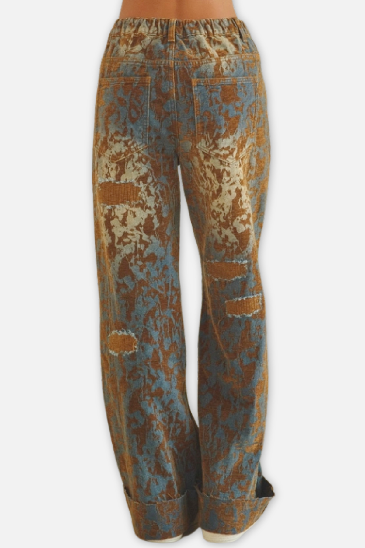 Burn Out Distressed Pant - Brown/Denim