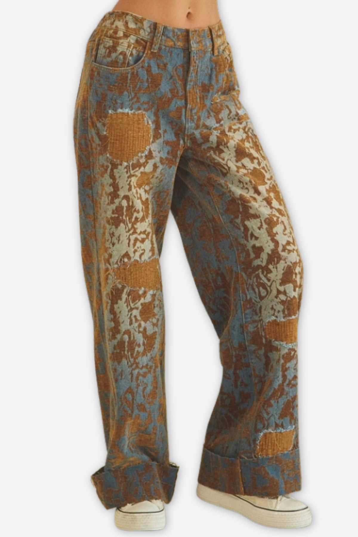 Burn Out Distressed Pant - Brown/Denim