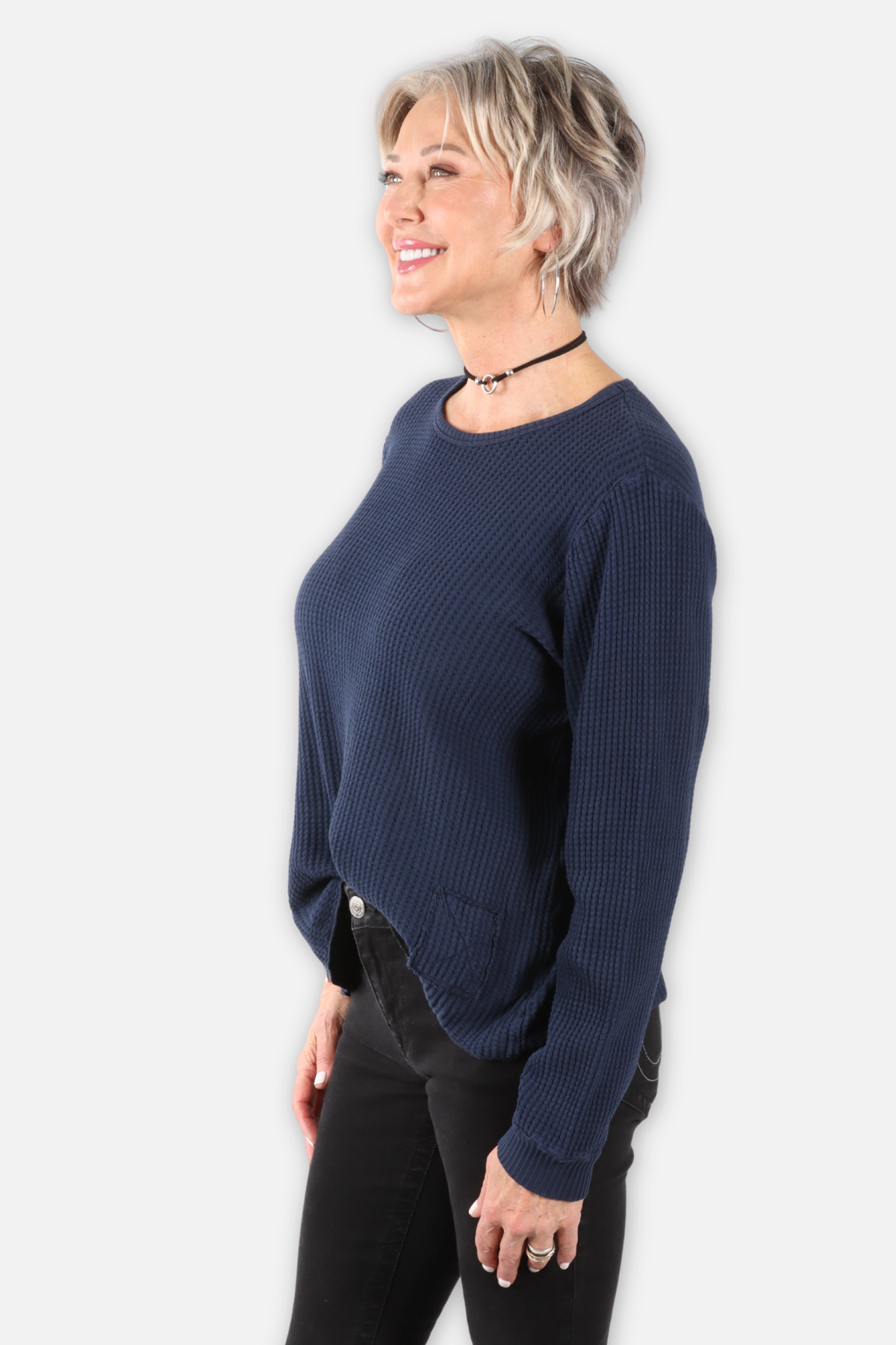 Waffle Top - Denim 