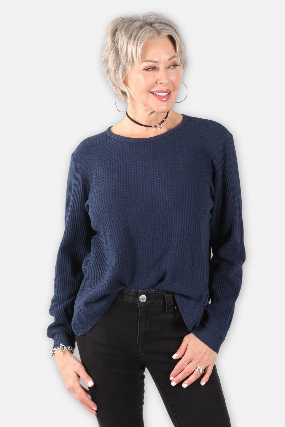 Waffle Top - Denim 